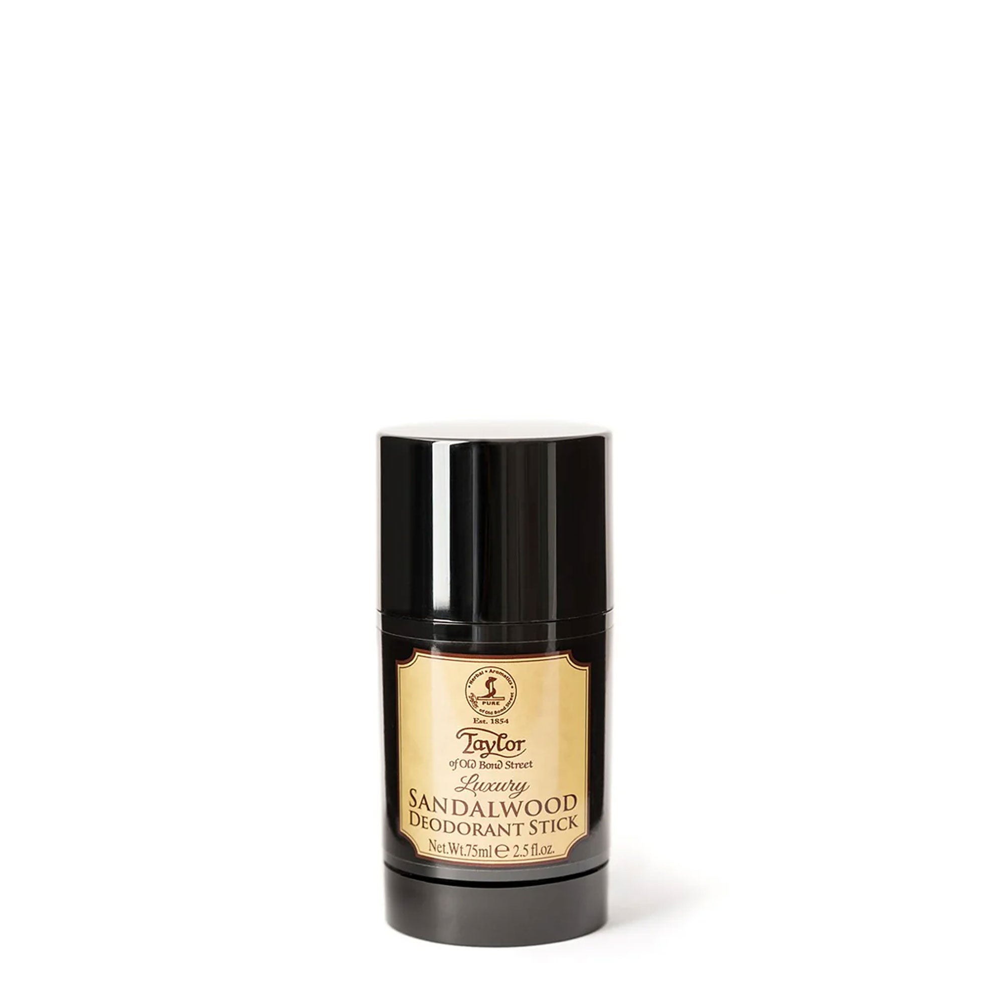 Black and gold deodorant stick on a white background